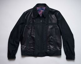 Designer Men Leather Jacket Coats Zilli Navy Blue Silk Perforated Lambskin Jacket