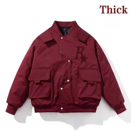 Women's Leather Faux Leather New Autumn Winter Warm Thick Women Jacket Fashion Stand Collar Harajuku Hip Hop Loose Coat Y2K Baseball Jackets Parkas Red J231227