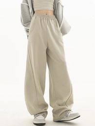Zoki Fashion Bf Oversize Sweatpants Streetwear High Waist Women Loose Y2K Wide Leg Pants Korean Vintage Pockets Casual Trousers 231226