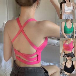 Women's Tanks Sexy Women Sports Vest Tops Camisole Crop Top Sleeveless Vests Beach Party Backless Suspenders Straps Underdress