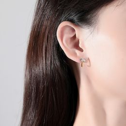 Fish Tail Stud Earrings S925 Silver Colourful Zircon Plated 18k Gold Earclip Earrings European Fashion Women Earrings Jewellery Wedding Party Valentines Day Gift SPC