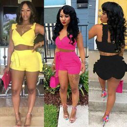Women's Tracksuits Womens Mini Playsuit Clubwear Ladies Jumpsuit Romper 2023 Summer Holiday Beach Crop Top And Shorts