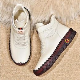 Boots Winter Womens Plush High Top Cotton Shoes Hand Sewn Soft Soles Sneakers Women Ankle Flat With