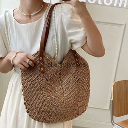 Shoulder Bags 2023 Summer Straw Weave Top Handle Bag New Weaving Beach Handbags Women Rattan Woven Hollow Raffia Crochet Toteblieberryeyes