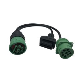 J1939 Teka 9-pin green male connector waterproof plug female docking to OBD2 16-pin female connector wire