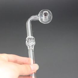 In Stock Clear Skull Glass Pipe Smoking Water Clear Glass Oil Burner Glass Tube Smoking Pipes Oil Nail Somking Pipes Free Shipping BJ