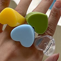 Cluster Rings Colourful Irregular Acrylic Resin Transparent Heart Finger For Women Jewellery Party Gift