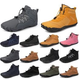 Men women Winter boots triple black chestnut pink navy grey Wool boot keep warm booties cotton Unisex Slip-on shoes