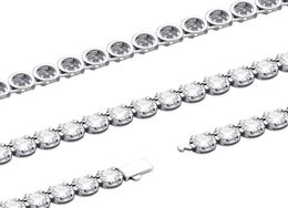 Chains Vinregem Hip Hop Rock 925 Sterling Silver 6MM Created Moissanite Gemstone Tennis Chain Necklace Bracelets Fine Jewelry Whol4685206