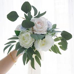 Decorative Flowers Feast Bridesmaid Bonquets White Bouquet Wedding Party Bridal Korean Style Silk Cloth Ramos Para Novia De Boda