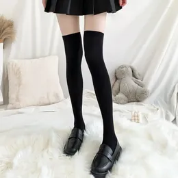 Women Socks Women's Ultra-thin Silk Stockings Black White Summer Autumn Winter Slim Leg Thigh Above Knee Socks.Y45