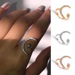 Cluster Rings Crescent Moon Ring Cute/Romantic Star Index Finger Open Jewelry For Women Party Girls Fashion Items