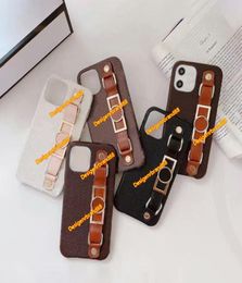 Brand Luxurys Designer Phone Cases With Wristband Ornament For Iphone 1312Pro 11pro 11 Xs Max s Xr 8plus 8 7plus Old Leather Grid4521061