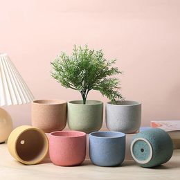 Simple Colourful Flower Pot Ceramic Succulent Planter Home Decor Indoor Decoration Desktop Ornaments Bonsai Plant 231226