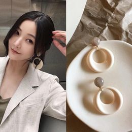 Stud Earrings Acrylic Resin Female European And American Personality Temperament Geometric Round Korean