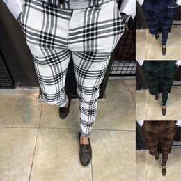 Men's Pants Spring Autumn Fashion Mens Plaid Stripe Casual Trousers Black And White Slim Fit Daily Clothing For Man