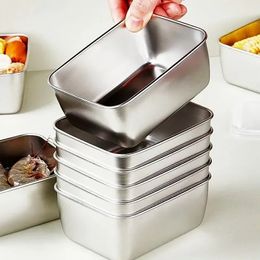 6Pcs 600ml Stainless Steel Refrigerator Food Storage Box with Plastic Lid Prepare Freshness Preservation Picnic 231226