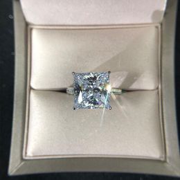 Real Silver 925 Jewellery 12MM lab Moissanite Diamond Wedding Engagement Rings For Women Party Valentines Ring Gifts187H