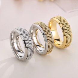 Wedding Rings Waterproof Titanium Steel Woven Mesh Ring Metal Spinner Band For Men Male Release Stress Gifts Jewelry