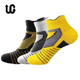 3Pairs/Lot Professional Marathon Running Sock Men Women Sports Fitness Thickened Cushioned Short Tube Low Cut Boat Ankle Socks 231227