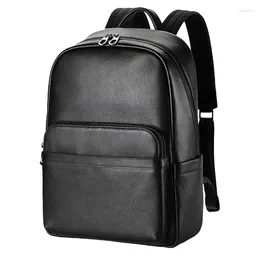 Backpack Top Genuine Cow Leather Business Men's Laptop Bags Brand Travel Cowhide 14 Inch Notebook Backpacks Schoolbag