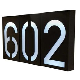 Solar Powered 0-9 LED Light House Address Number Street Road Doorplate Wall Lamp Home Door Address Plate 231226