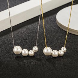 Pendant Necklaces S925 Sterling Silver With Natural Pearl Necklace Box Chain Luxury Niche Design Advanced Simple