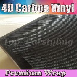 Stickers Black 4D Carbon Fibre VINYL WRAP Air BUBBLE FREE CAR BIKE / Air release Car / Boat / table Covering 1.52x30m/Roll 5x98ft