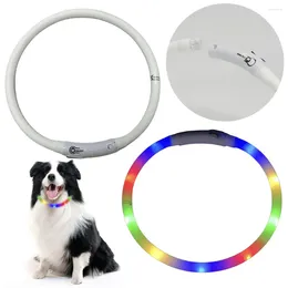 Dog Collars Luminous Collar Silicone Puppy Flashing USB Charging Safety Necklace Size Cuttable For Small Medium Large Dogs