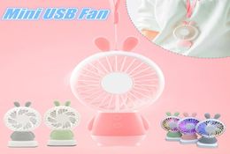 1PCS Portable Handheld USB Fan Mini Cartoon Rabbit Bear Luminous Colourful Rechargeable Fan for Travel Office Student Dormitory fo2951070