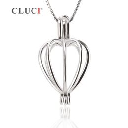 CLUCI Heart cage pendant 925 sterling silver pearl pendant 3pcs Beads Holder Accessories for Women Authentic Silver Jewellery S1810335A