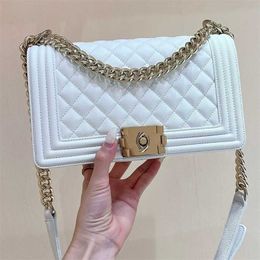 20% OFF Designer bag Xiaoxiangfeng Genuine Leather Women's Original Sheepskin Spicy Mom's Chain Bar Diamond Grid Single Shoulder Oblique Straddle Caviar Mailman's Bag