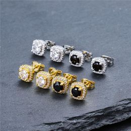 Unisex Men Women Earrings Studs Yellow White Gold Plated CZ Simulated Diamond Earrings For Men Women Nice Gift218S