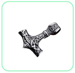 Vintage Men039s Stainless Steel Pendant Necklace Engraving Viking Hammer Mjolnir Norse Jewelry1616963