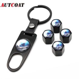 AUTCOAT Set Antitheft Car Tire wheel Valve Stems Earth Style Air Caps With Leather buckle Wrench Zinc Alloy