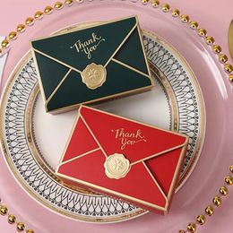 5 pieces/batch new simple creative bronze gift box packaging envelope shape wedding candy bag birthday party cosmetics packaging box 231227