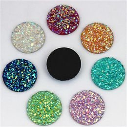 Micui 100pcs 18mm Crystal AB Flatback Round Rhinestone Cabochon Gems Flat Back Resin Rhinestone For DIY Decoration ZZ647244v