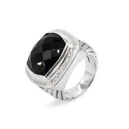 Brand Women's Rings 925 Sterling Silver 17MM Blue Topaz Black Onyx Turquoise Smoky Quartz Amethyst Ring for Women347I