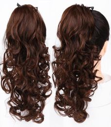 22 Inches Long Wavy Synthetic Ponytail Extensions Clip in Pony Tail Drawstring Natural Hair Extension Heat Resistant Hairpieces6964613