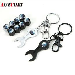 Set Antitheft Car Tyre wheel Valve Stems Earth Style Air Caps With Keychain Wrench Zinc Alloy