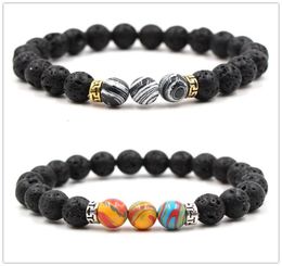 Silver Gold Plated Candy Colour Black Lava Stone Beads Bracelet DIY Perfume Essential Oil Diffuser Bracelet9196261