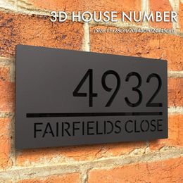Custom Laser Cut 28/40/45cm Acrylic Matte Modern 3D Floating House Number sign Outdoor Street Family Name Plates Drop 231226