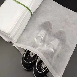 100Pcs Non Woven Shoe Dust Covers Dustproof Drawstring Clear Storage Bag Travel Pouch Bags Home Organisation 231227