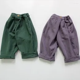 Trousers Spring Kids Pants Solid Boys Girls Fashion Children Jeans Korean Loose Baby Boy Clothes