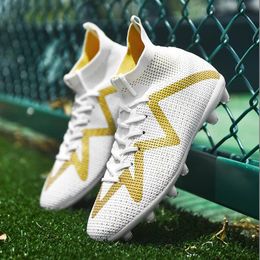 Ultralight Professional Men Soccer Shoes Long Spikes Ankle Training Football Boots Soccer Cleats Unisex Sports Shoes Non-Slip