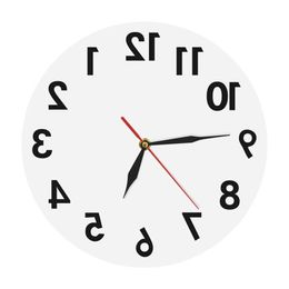 Reverse Wall Clock Unusual Numbers Backwards Modern Decorative Watch Excellent Timepiece For Your 210913244L