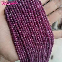 High Quality Natural Rubys Stone 3mm Faceted Round Shape Gem Loose Spacer Beads Bracelet Necklace Jewellery Accessory 38cm b142279k