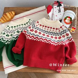 Winter Baby Boys Christmas Sweater Children's Jacquard Knitted Sweaters Pullovers Kids Cotton Clothes Toddler Girl Cardigan Tops 231226