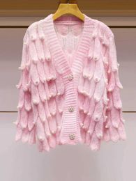 Women's Sweaters Fall Winter Women's 150KG Plus Size Sweaters with Pearl Singe Breast Casual Thin Knit Cardigan Woman Large Size Knitting Sweater J231227