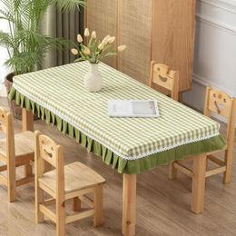 Table Cloth Waterproof Tablecloth Solid Colour Oil Proof All-inclusive Skirt Rectangle Thickened Decoration Top Items